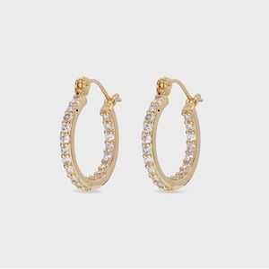 $85 NWOT Crystal Haze Serena Small Hoops in yellow gold